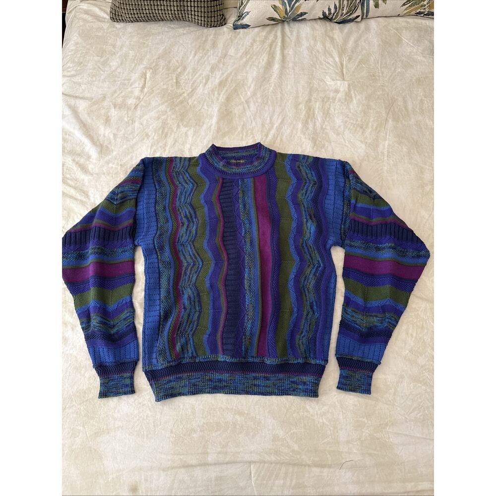 Vintage 9Os Alexander Julian Colours 100% Cotton Multicolour Sweater Medium